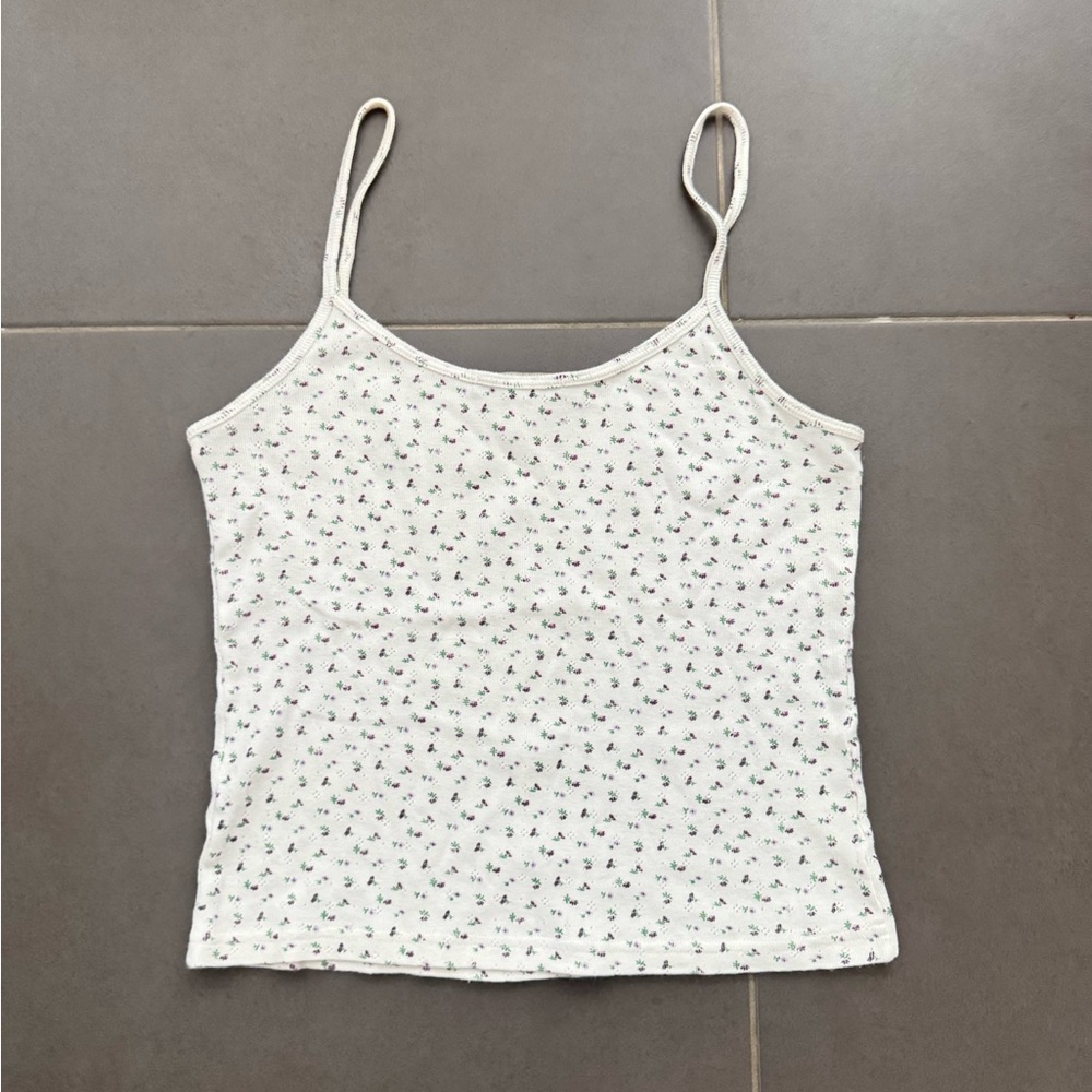 Brandy Melville White Floral Camisole